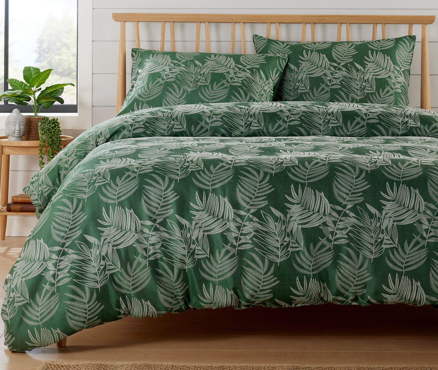 OLIVIA ROCCO Leaf Jacquard Reversible Duvet Cover Sets Grey And Pink Cotton Blend Eco Friendly Bedding In King Queen Double Single Sizes