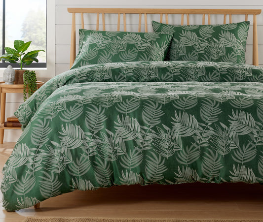 OLIVIA ROCCO Leaf Jacquard Reversible Duvet Cover Sets Grey And Pink Cotton Blend Eco Friendly Bedding In King Queen Double Single Sizes