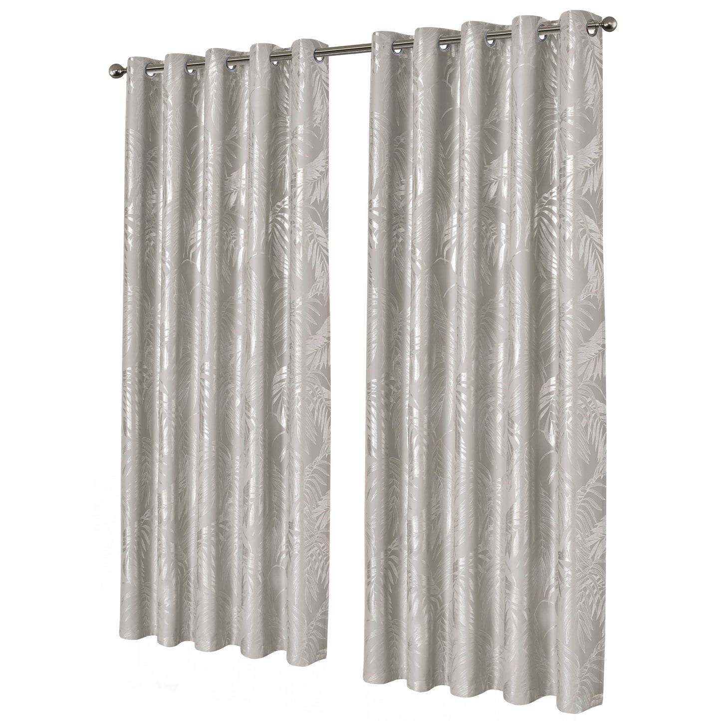 OLIVIA ROCCO Leaf Natural Sparkle Blackout Curtains Super Soft Thermal Insulated Eyelet Drapes 2 Panels For Living Room And Bedroom