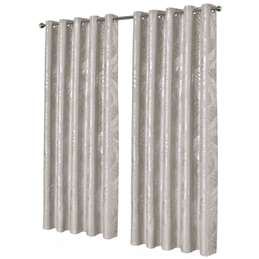 OLIVIA ROCCO Leaf Natural Sparkle Blackout Curtains Super Soft Thermal Insulated Eyelet Drapes 2 Panels For Living Room And Bedroom