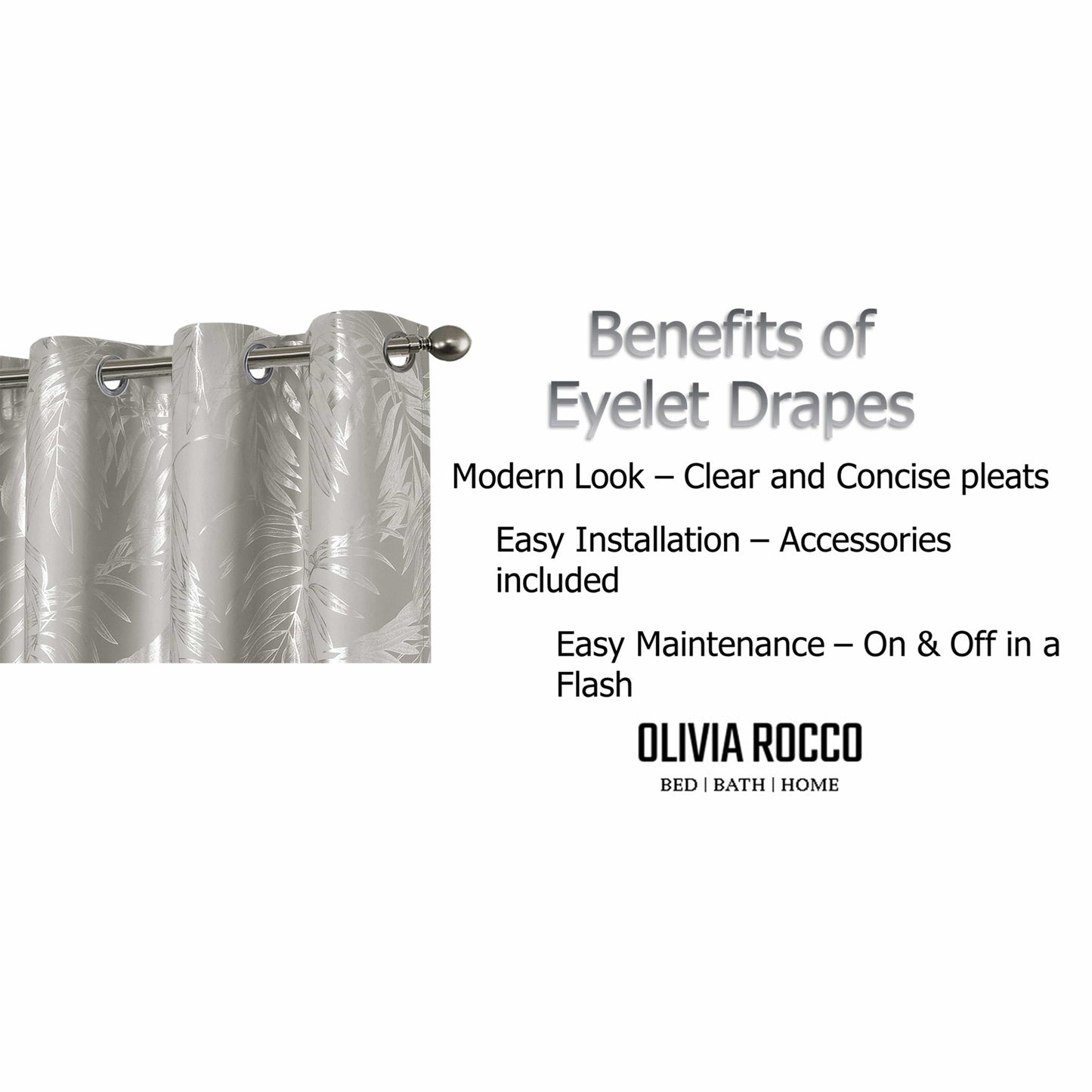 OLIVIA ROCCO Leaf Natural Sparkle Blackout Curtains Super Soft Thermal Insulated Eyelet Drapes 2 Panels For Living Room And Bedroom