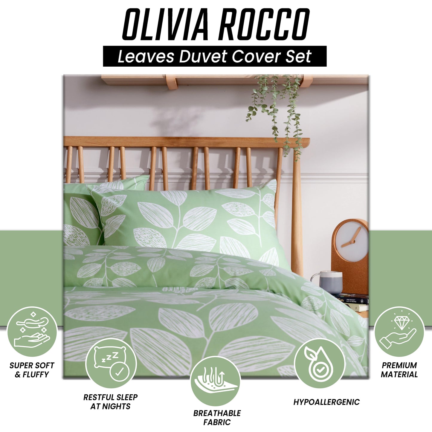 OLIVIA ROCCO Leaf Print Reversible Cotton Rich Duvet Cover Set With Pillowcases Black And Gray All Sizes OEKO-TEX Certified