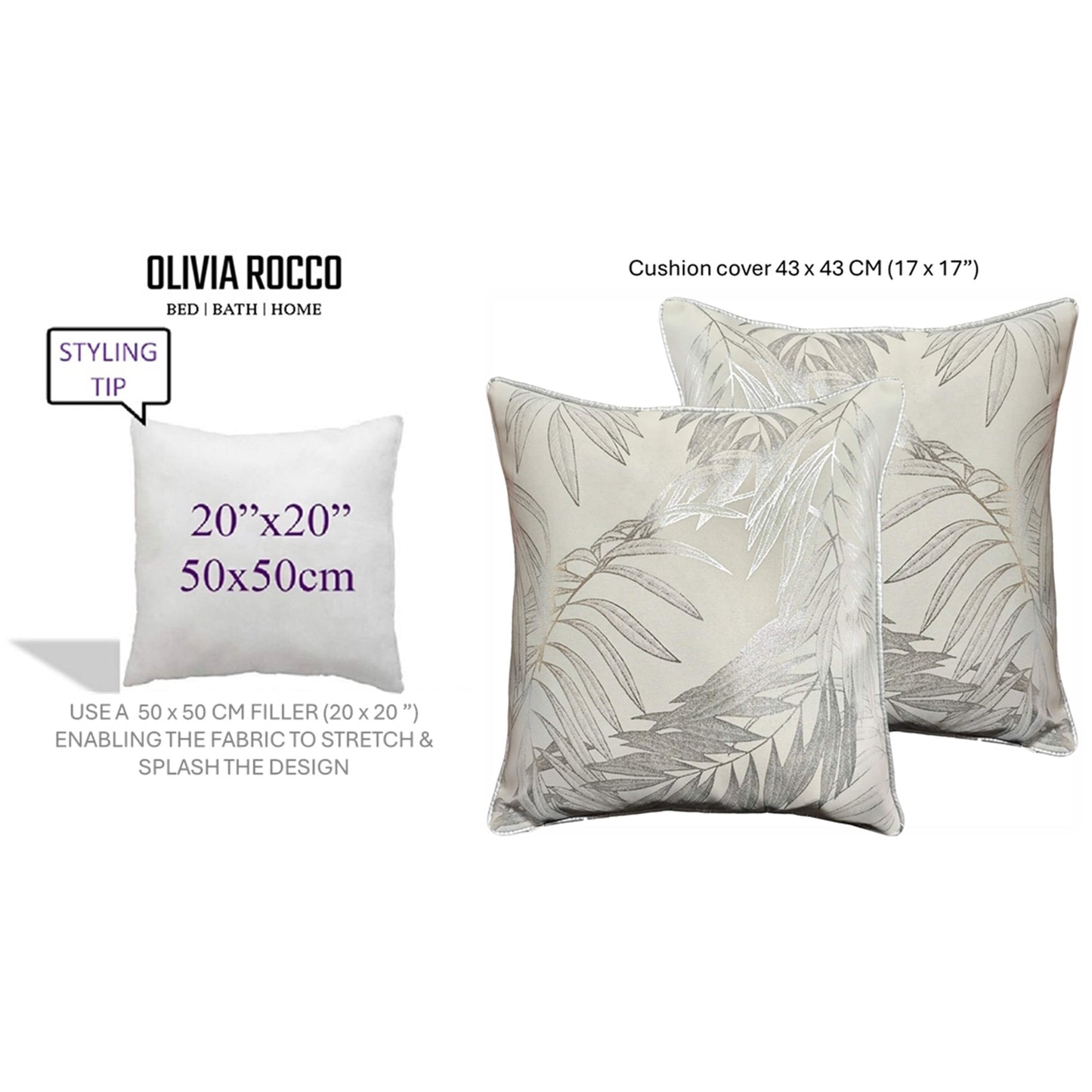 OLIVIA ROCCO Leaf Sparkle Cushion Covers 2 Pack Leaf Natural Modern Decorative Throw Pillow Cases For Sofa Or Bed With Subtle Sparkle Pattern