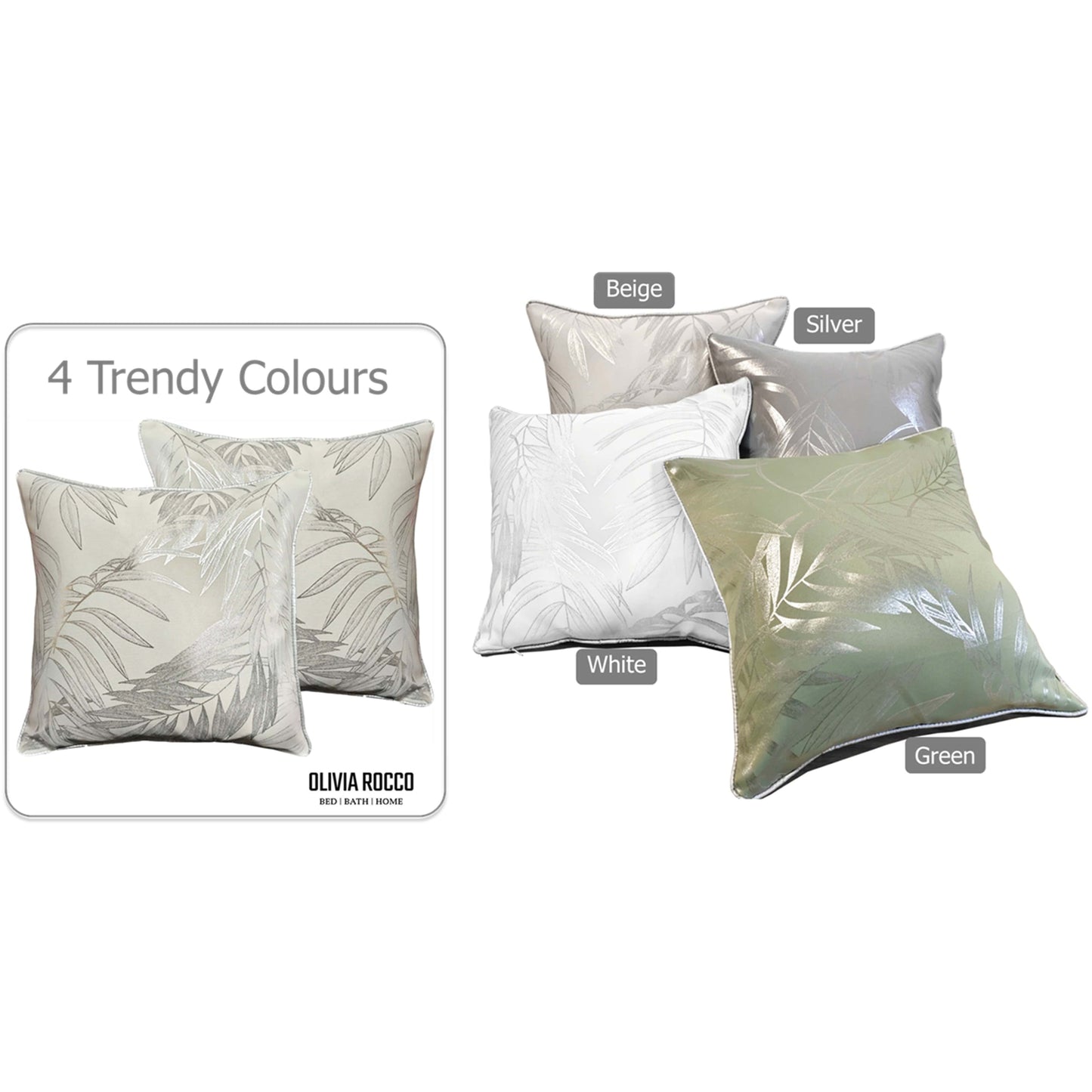 OLIVIA ROCCO Leaf Sparkle Cushion Covers 2 Pack Leaf Natural Modern Decorative Throw Pillow Cases For Sofa Or Bed With Subtle Sparkle Pattern