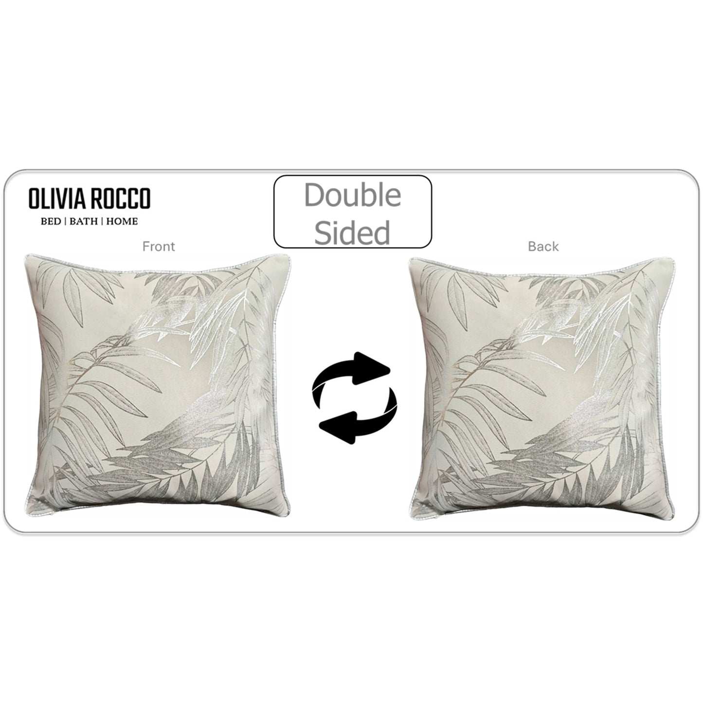 OLIVIA ROCCO Leaf Sparkle Cushion Covers 2 Pack Leaf Natural Modern Decorative Throw Pillow Cases For Sofa Or Bed With Subtle Sparkle Pattern