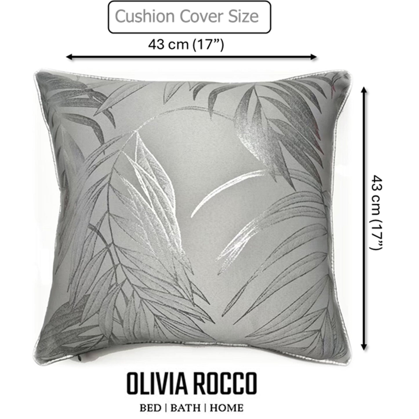 OLIVIA ROCCO Leaf Sparkle 2 Pack Cushion Covers Leaf Silver Modern Decorative Throw Pillow Cases For Sofa Bed Living Room