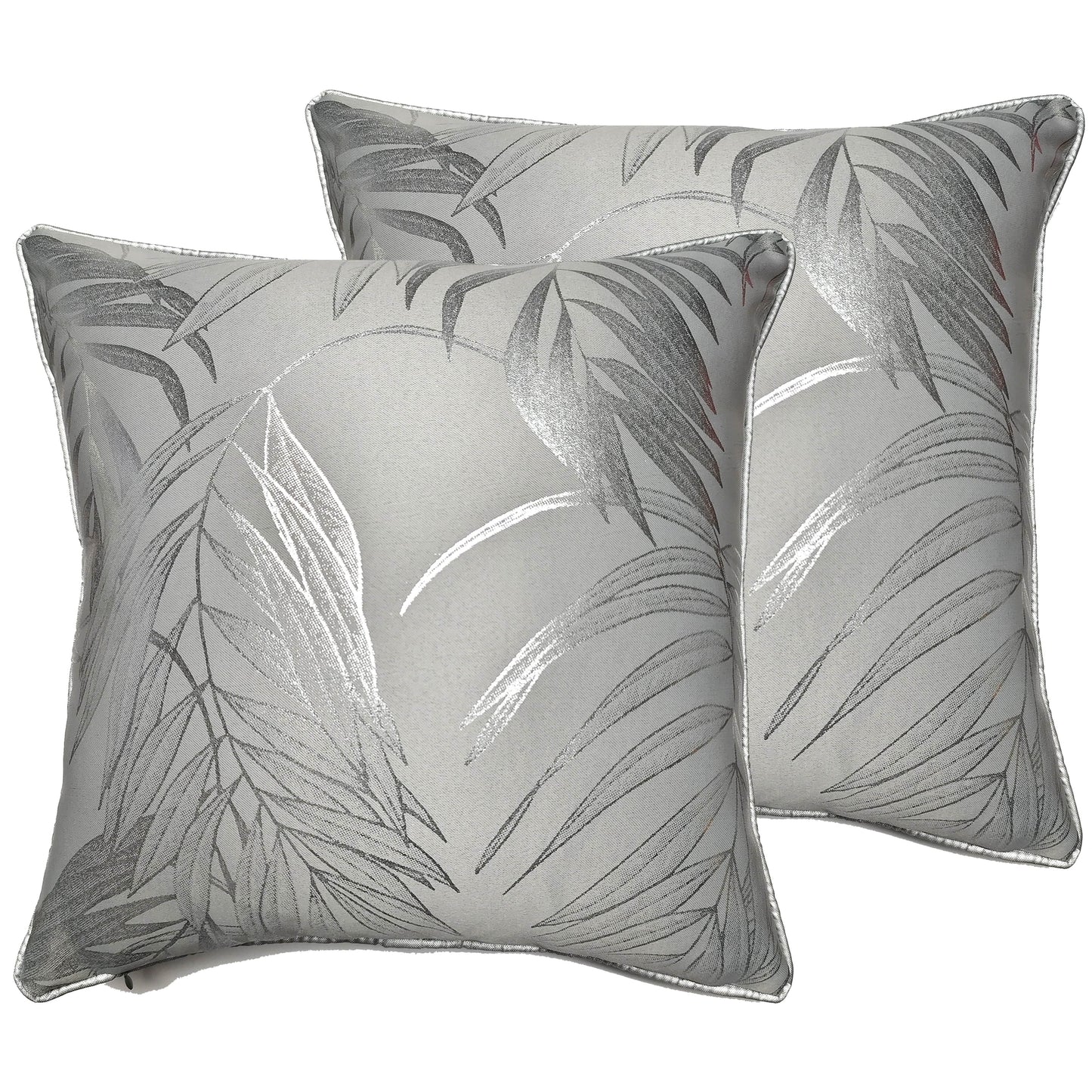 OLIVIA ROCCO Leaf Sparkle 2 Pack Cushion Covers Leaf Silver Modern Decorative Throw Pillow Cases For Sofa Bed Living Room