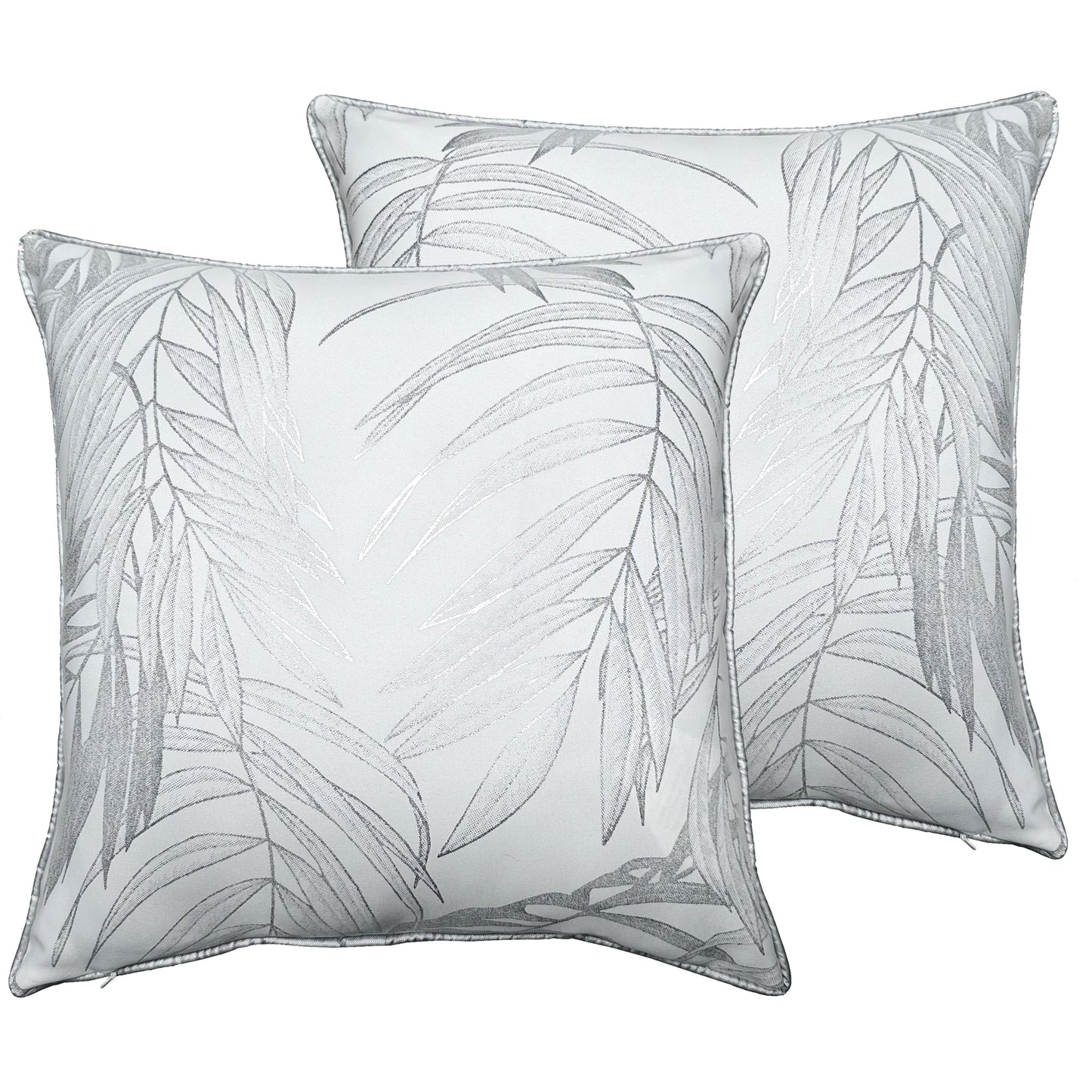 OLIVIA ROCCO Leaf Sparkle Set Of 2 Cushion Covers Leaf White Modern Decorative Throw Pillow Cases For Sofa And Bed Decor
