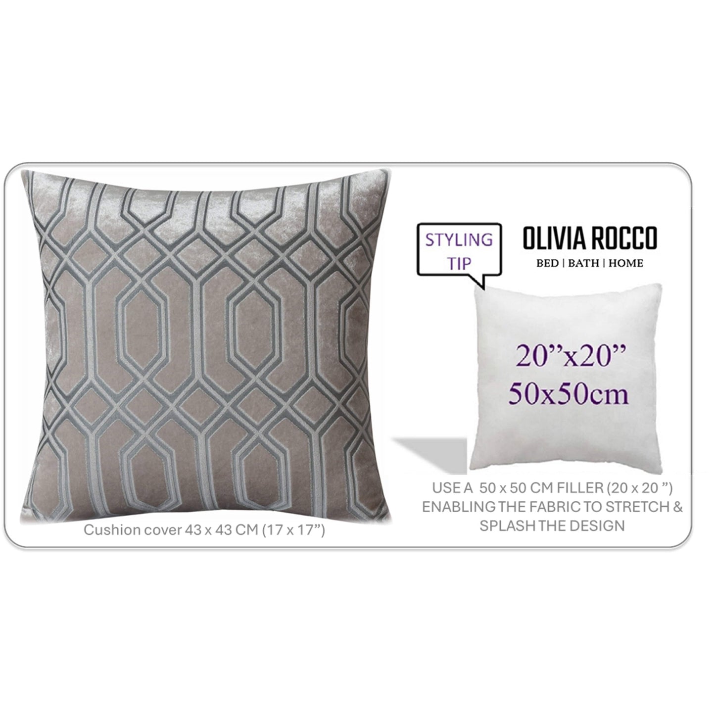 OLIVIA ROCCO Luxe Geo Velvet Cushion Covers 2 Pack Champagne Geometric Decorative Cushions For Sofa Bed And Living Room Set