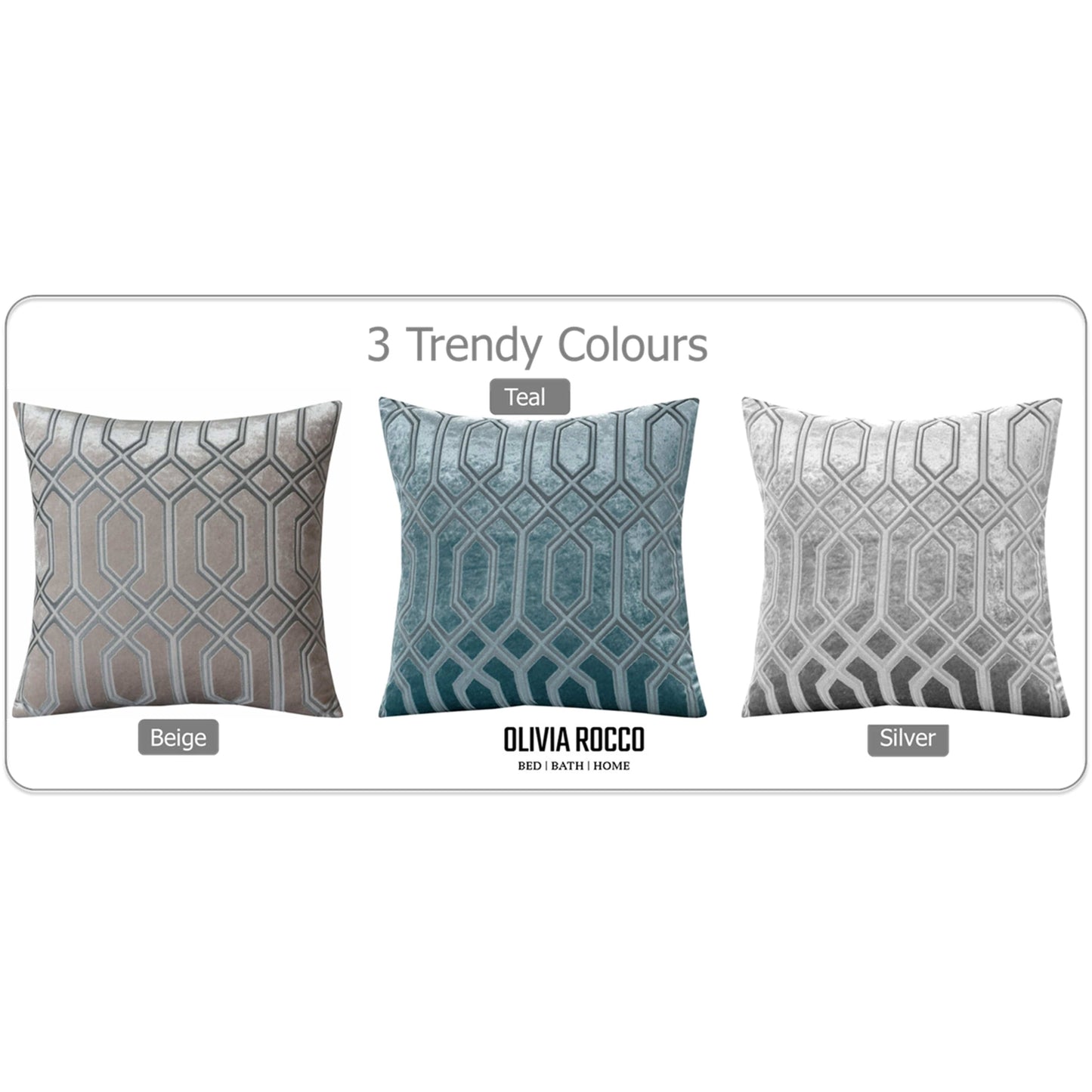 OLIVIA ROCCO Luxe Geo Velvet Cushion Covers 2 Pack Champagne Geometric Decorative Cushions For Sofa Bed And Living Room Set