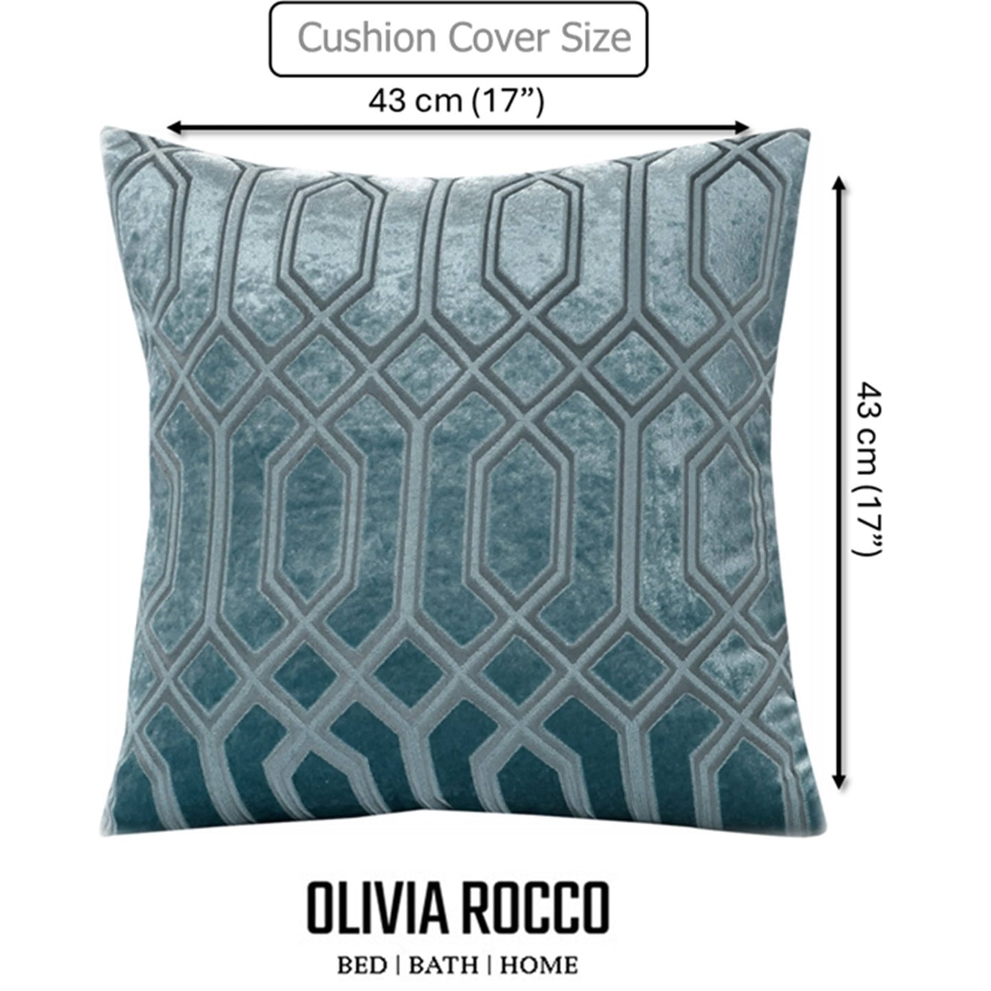 OLIVIA ROCCO Luxe Geo Velvet Cushion Covers 2 Pack Teal 43x43 cm Geometric Decorative Cushions for Sofa Bed and Living Room