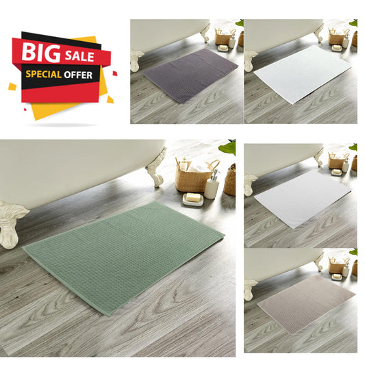OLIVIA ROCCO Pack Of 3 Luxe Ultra-Soft Deep Cotton Pile Bathmats Eco-Friendly Absorbent Quick-Drying Premium Cotton Rug For Bathroom Decor