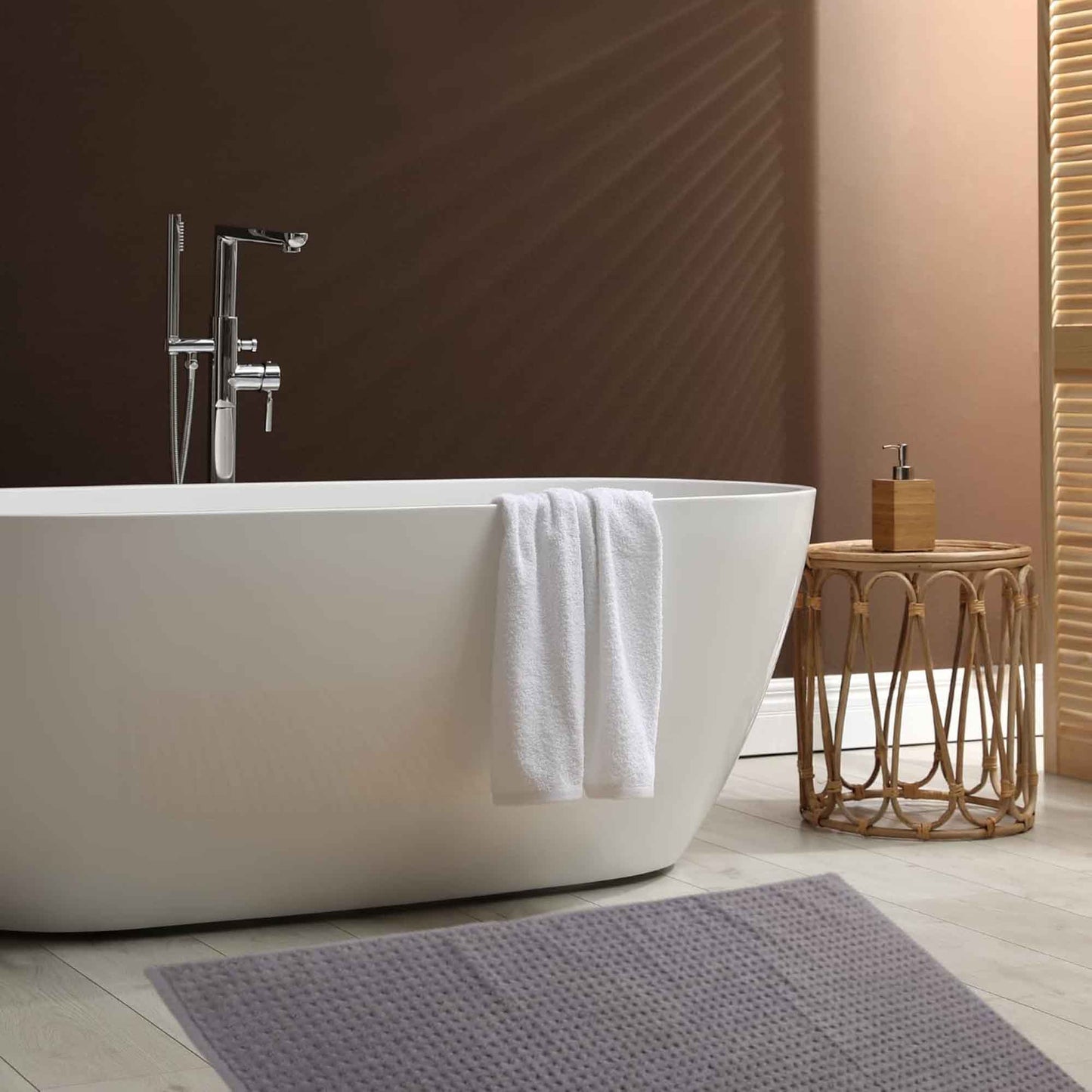 OLIVIA ROCCO Pack Of 3 Luxe Ultra-Soft Deep Cotton Pile Bathmats Eco-Friendly Absorbent Quick-Drying Premium Cotton Rug For Bathroom Decor