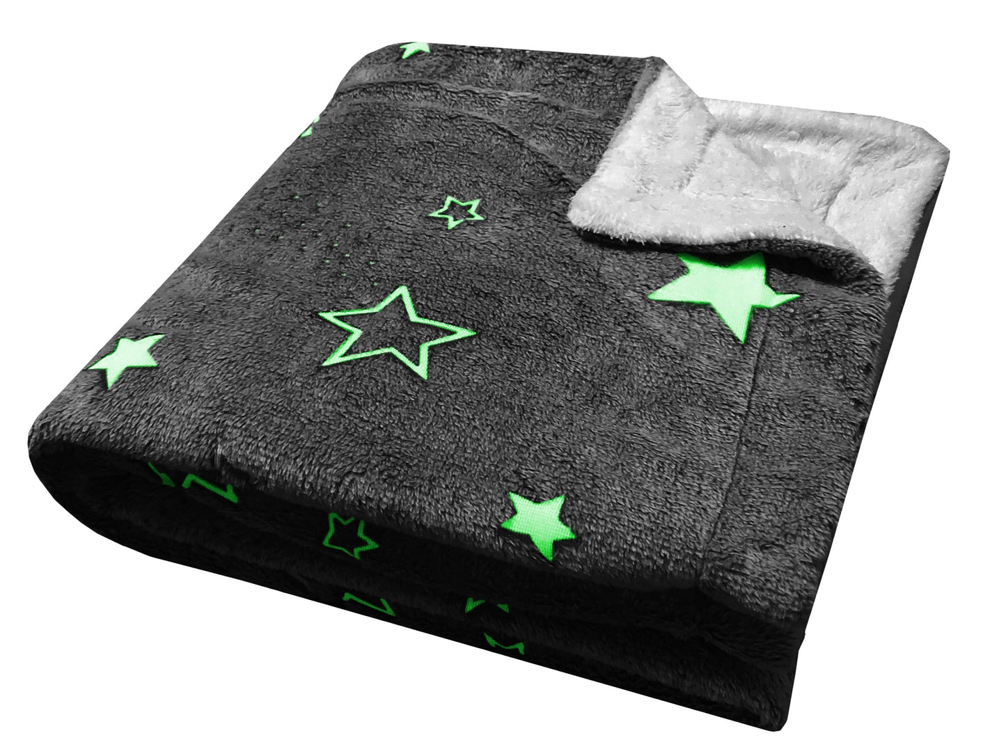OLIVIA ROCCO Magical Stars Glow In The Dark Teddy Fleece Kids Duvet Set Ultra Soft Bedding With Pillowcases And Bed Throw