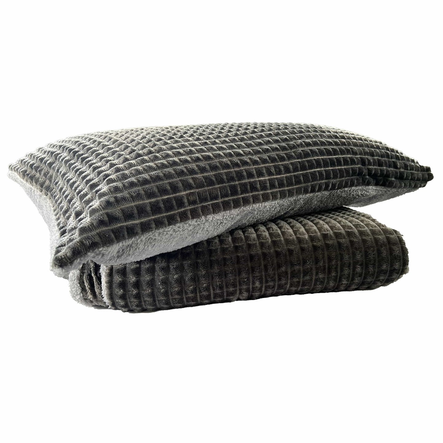 OLIVIA ROCCO Maine Check Fleece Duvet Cover Set Reversible With Pillowcases Super Soft Fluffy Winter Warmth Black Grey Bedding