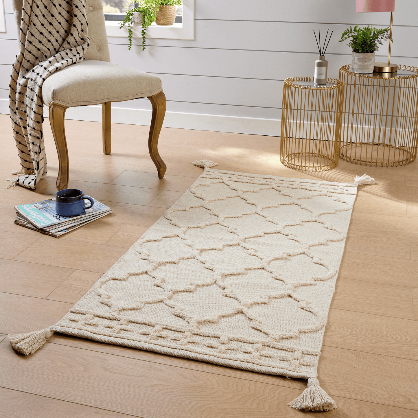 OLIVIA ROCCO Marrakesh Hand Woven Cotton Rug Eco Friendly Durable Carpet For Living Room Bedroom Kitchen Entryway Multiple Sizes