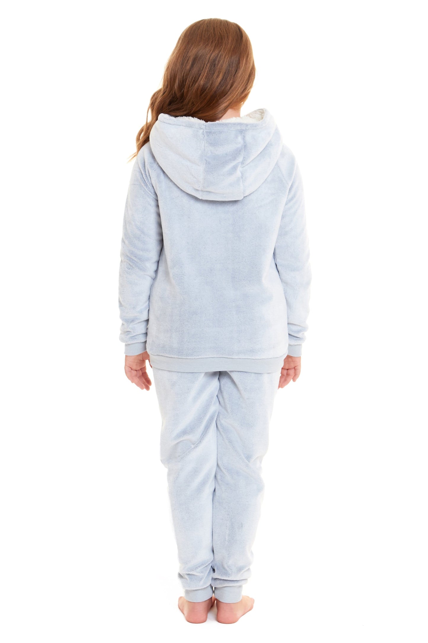 OLIVIA ROCCO Matching Mother Daughter Raccoon Fleece Hooded Pyjama Set With Sherpa Lining And Embroidered Design For Family Bonding