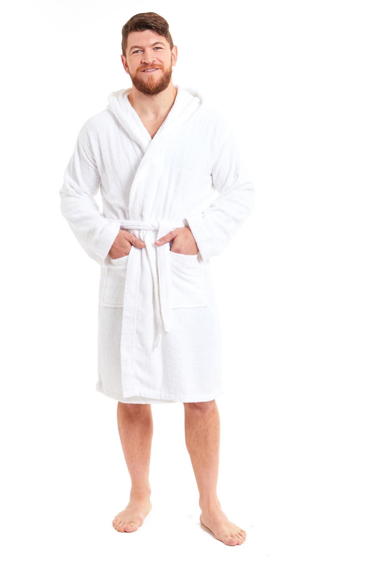 OLIVIA ROCCO Mens Luxury Bamboo Cotton Hooded Towelling Robe Ultra Soft For Home Gym And Spa Multiple Sizes And Colours Available