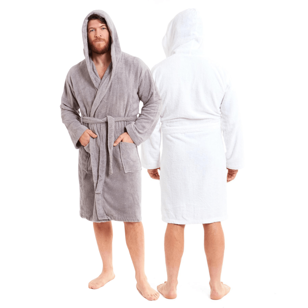 OLIVIA ROCCO Mens Luxury Bamboo Cotton Hooded Towelling Robe Ultra Soft For Home Gym And Spa Multiple Sizes And Colours Available