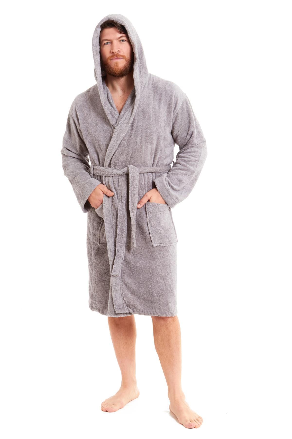 OLIVIA ROCCO Mens Luxury Bamboo Cotton Hooded Towelling Robe Ultra Soft For Home Gym And Spa Multiple Sizes And Colours Available
