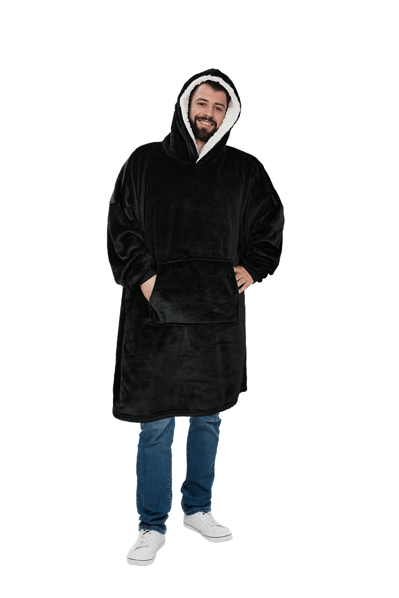 OLIVIA ROCCO Mens Hooded Oversized Blanket Giant Hoodie With Sherpa Lining Grey Stars Pocket Ultra Soft Plush Flannel Exterior