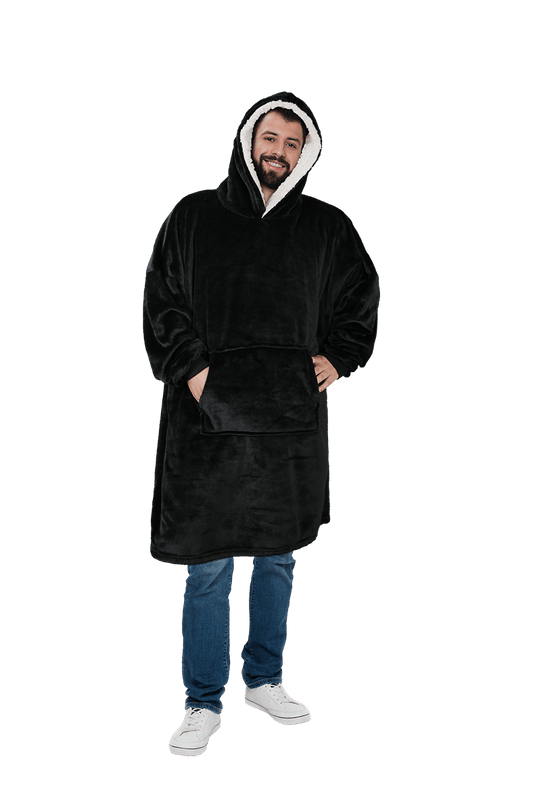 OLIVIA ROCCO Mens Hooded Oversized Blanket Giant Hoodie With Sherpa Lining Grey Stars Pocket Ultra Soft Plush Flannel Exterior