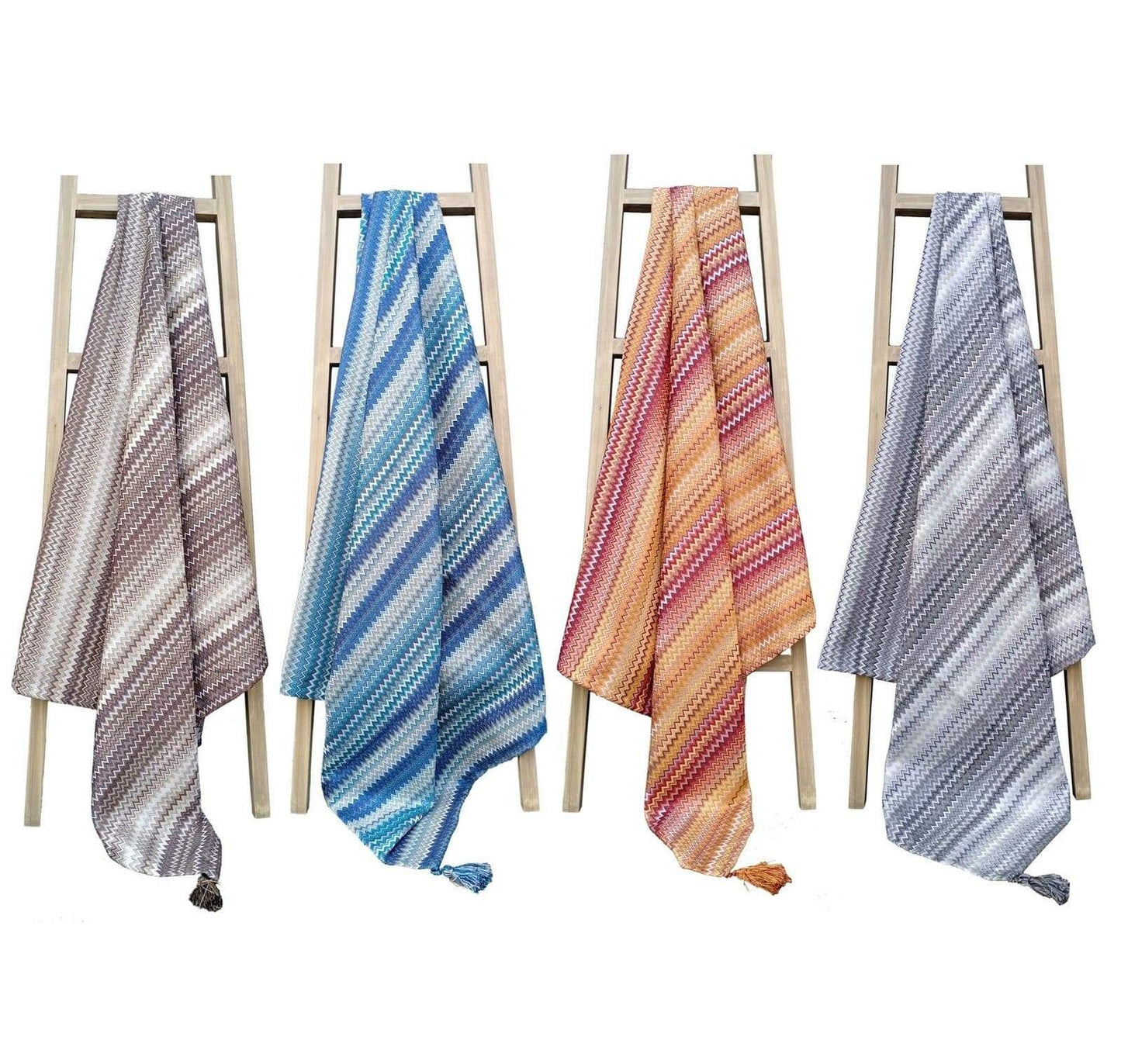 OLIVIA ROCCO Mia Bohemian Throw Blanket Tribal Striped Pattern Tasselled Edges Soft Polyester For Sofas And Beds Calming Colours