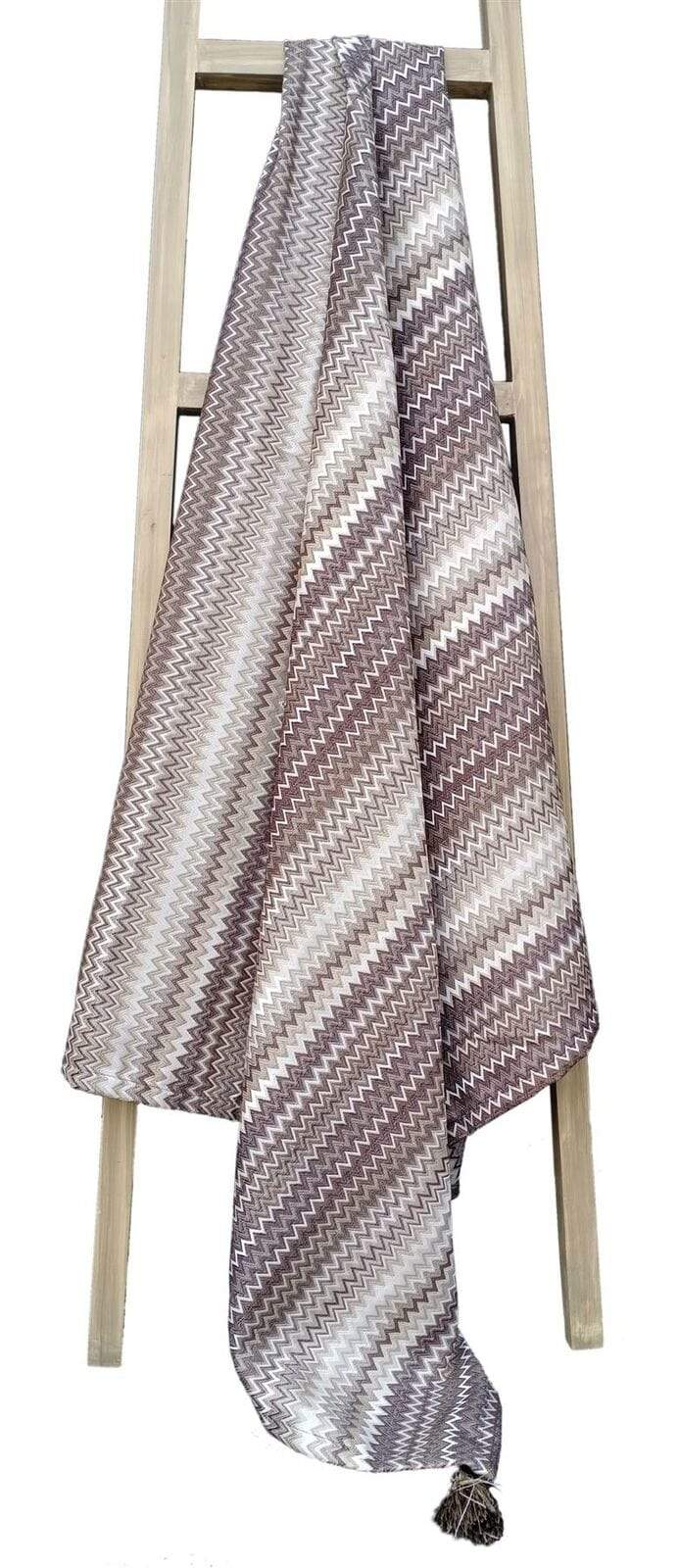 OLIVIA ROCCO Mia Bohemian Throw Blanket Tribal Striped Pattern Tasselled Edges Soft Polyester For Sofas And Beds Calming Colours