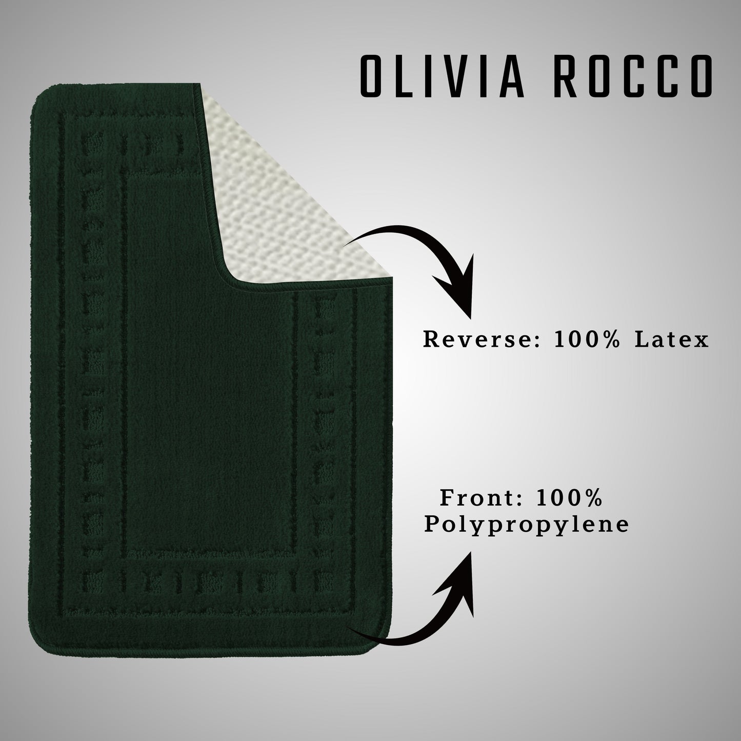 OLIVIA ROCCO Miami 2 Piece Emerald Green Bath Mat And Pedestal Set Non Slip Soft And Absorbent For Comfort And Safety In Your Bathroom