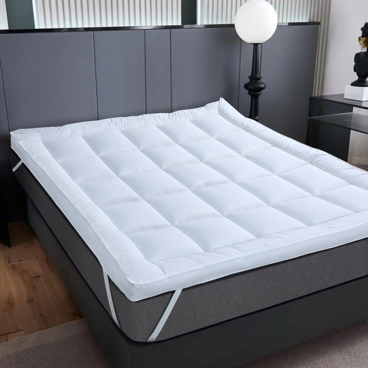 OLIVIA ROCCO Microfibre Mattress Topper Heavy Fill Extra Deep For Ultimate Comfort Anti Allergy Cooling Hypoallergenic Machine Washable