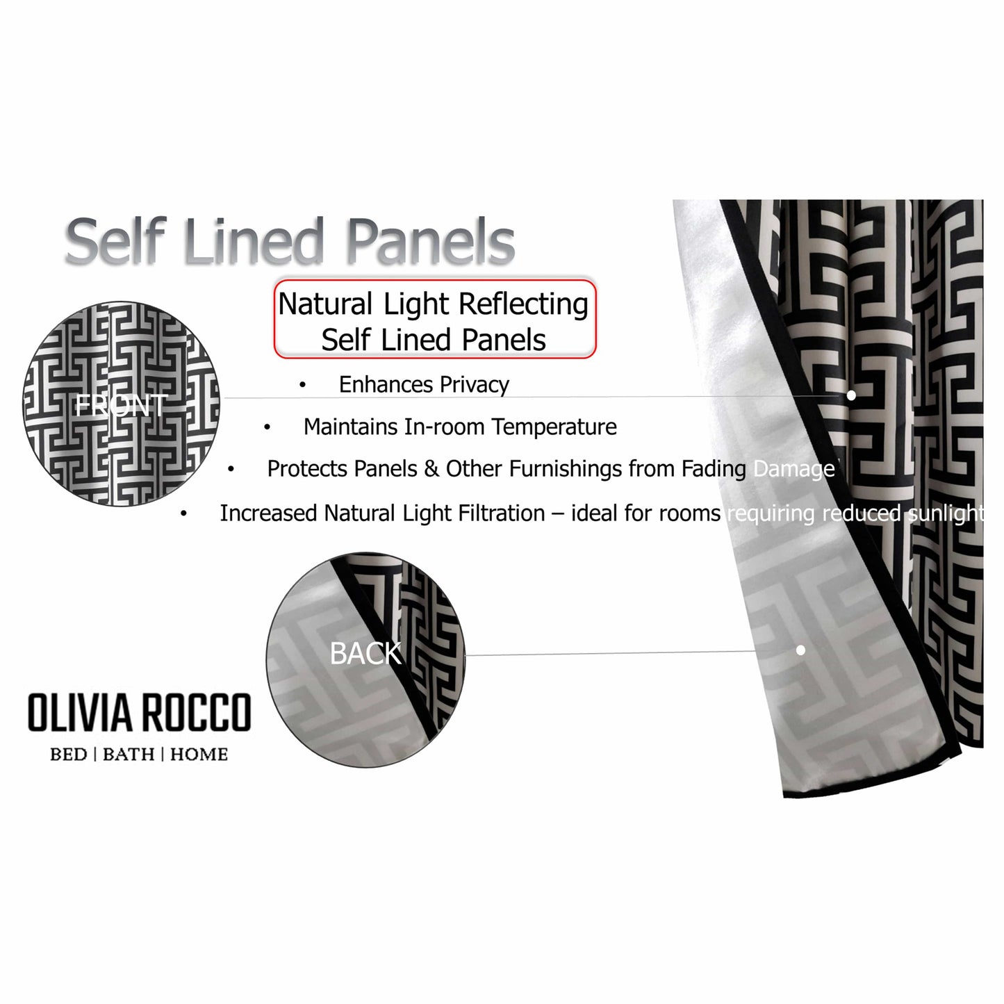 OLIVIA ROCCO Milano Geometric Blackout Curtains Thermal Insulated Eyelet Pair Light Blocking Window Drapes For Living Room Bedroom