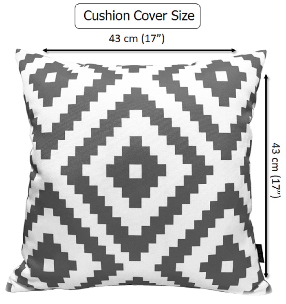 OLIVIA ROCCO Nairobi Charcoal Waterproof Cushion Covers 43 x 43 Cm Reversible Breathable Indoor Outdoor Patio Garden Sofa Bed Chair