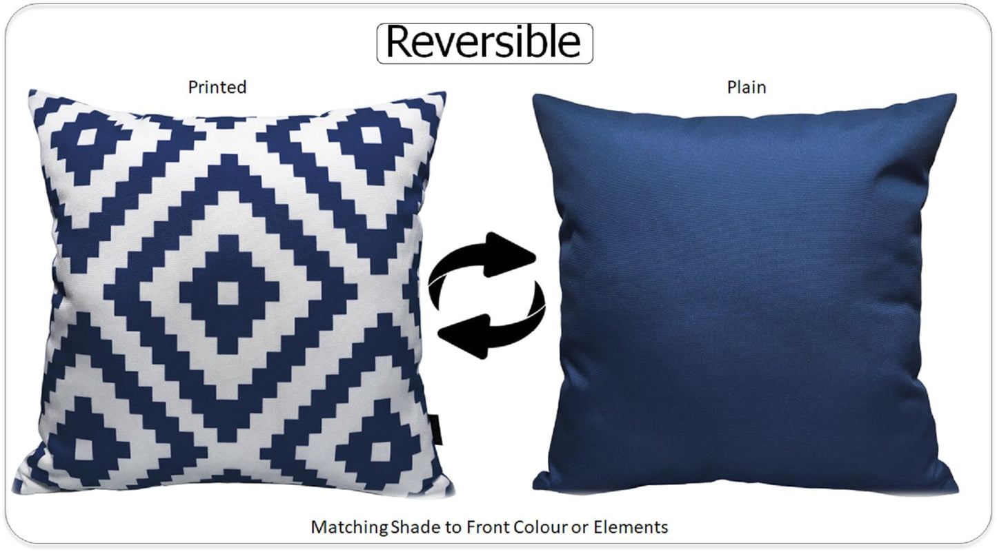 OLIVIA ROCCO Nairobi Navy Waterproof Outdoor Cushion Covers 43x43 CM Weather-Resistant Decorative Cushions For Patio And Garden