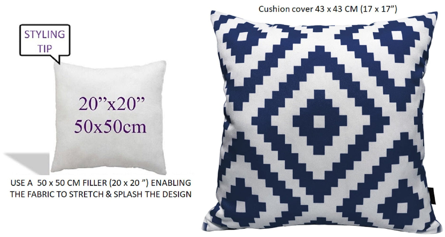 OLIVIA ROCCO Nairobi Navy Waterproof Outdoor Cushion Covers 43x43 CM Weather-Resistant Decorative Cushions For Patio And Garden