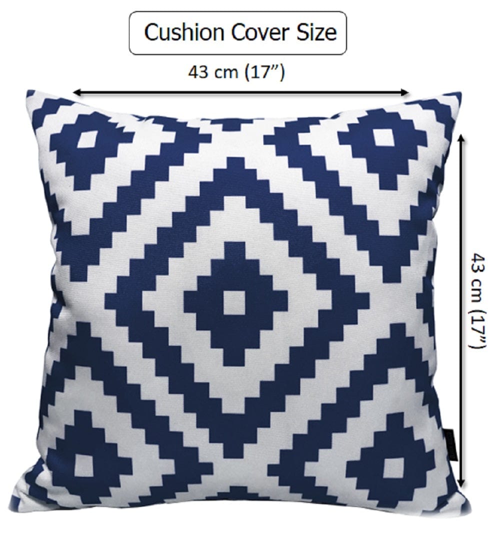 OLIVIA ROCCO Nairobi Navy Waterproof Outdoor Cushion Covers 43x43 CM Weather-Resistant Decorative Cushions For Patio And Garden