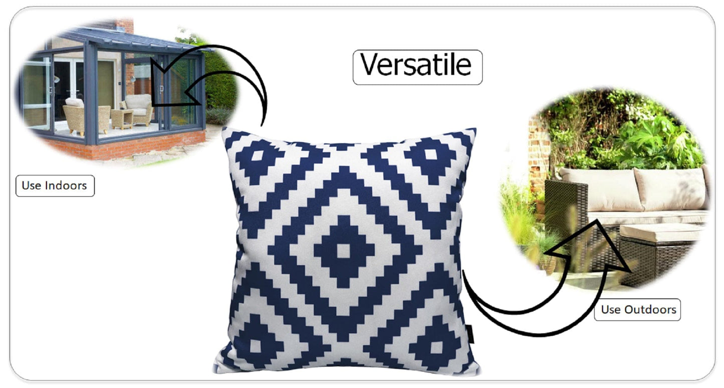 OLIVIA ROCCO Nairobi Navy Waterproof Outdoor Cushion Covers 43x43 CM Weather-Resistant Decorative Cushions For Patio And Garden