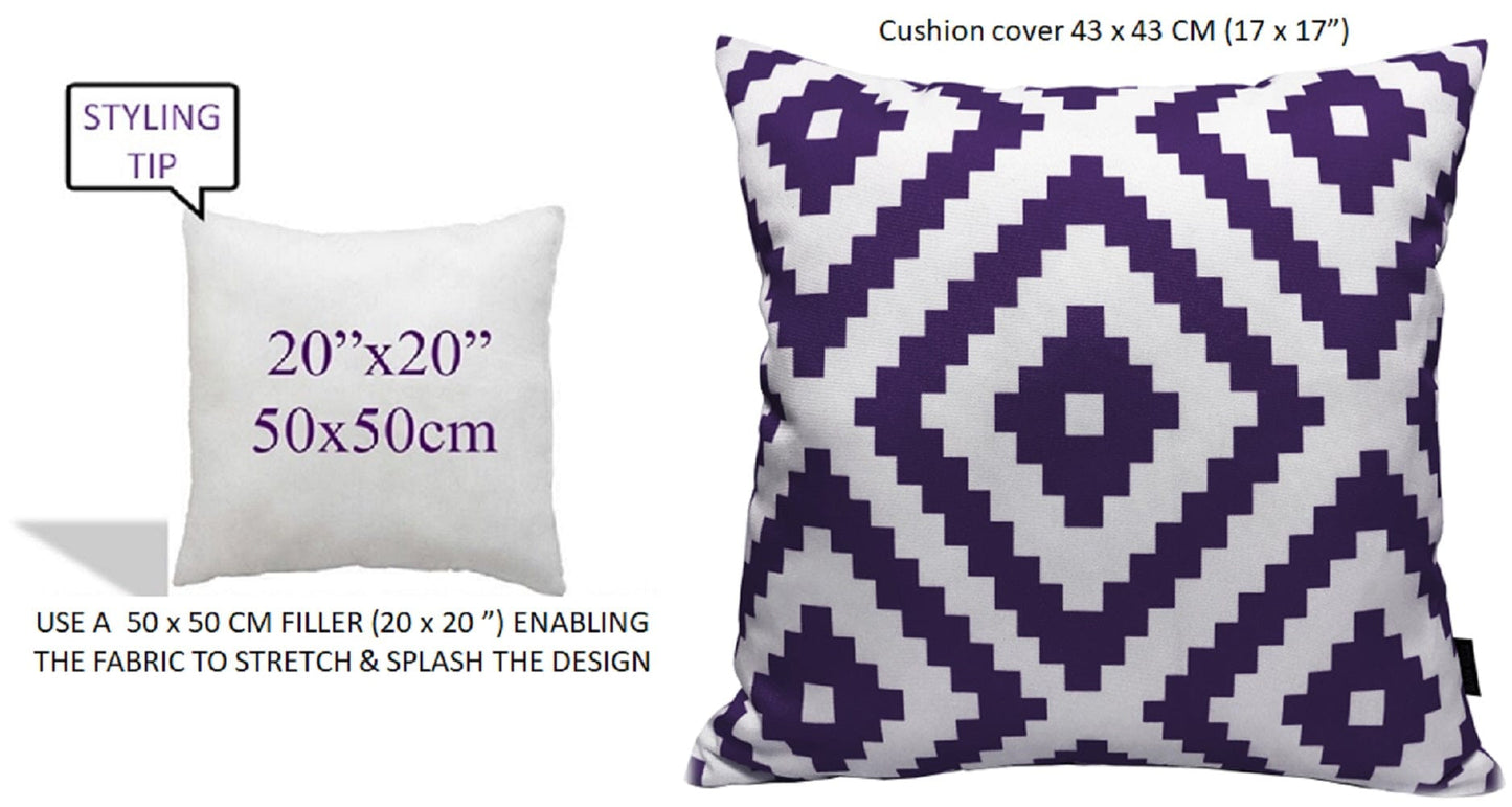 OLIVIA ROCCO Outdoor Scatter Cushion Covers Nairobi Purple 43 X 43 cm Waterproof Weather Resistant for Garden Patio Beach Indoor