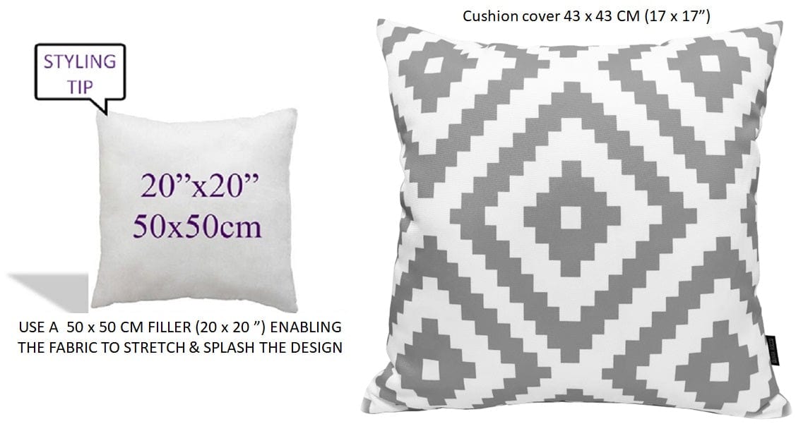 OLIVIA ROCCO Nairobi Silver Waterproof Cushion Covers 43 x 43 cm Reversible Indoor Outdoor Breathable Patio Garden Sofa Bed Chair
