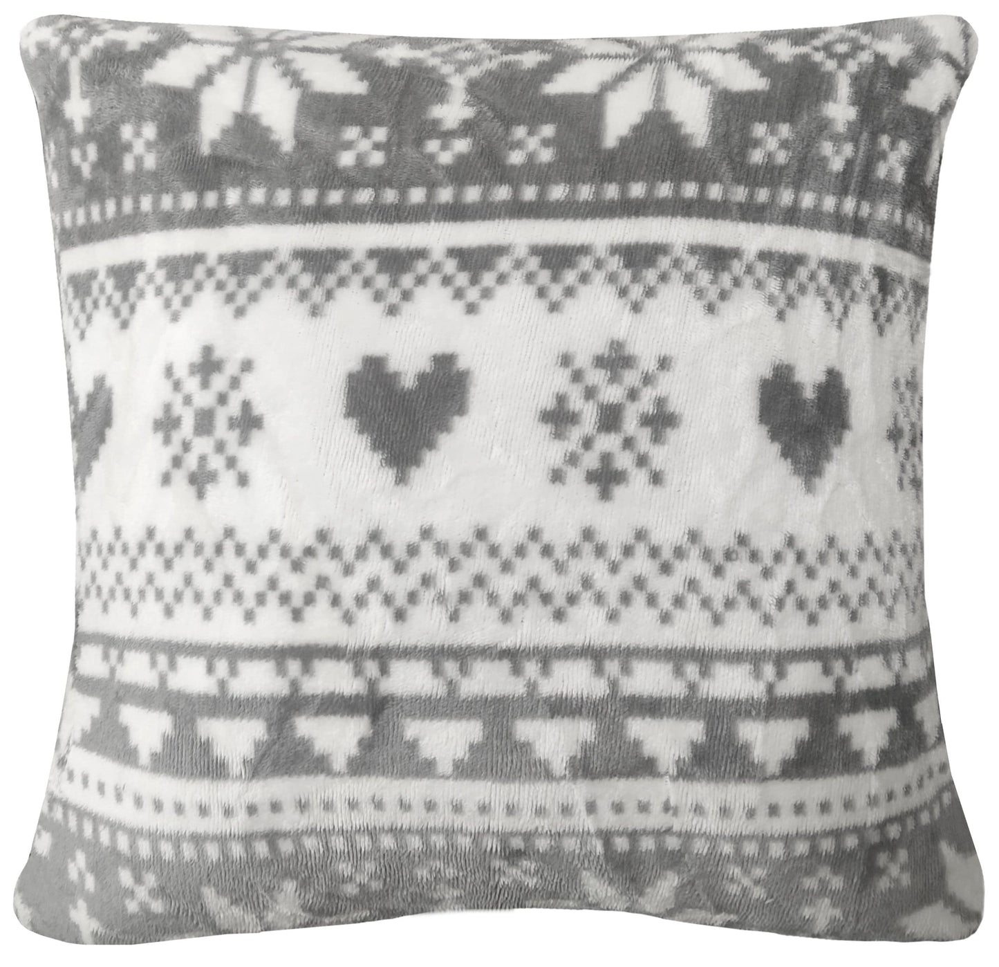 OLIVIA ROCCO Nordic Fair Isle Reversible Teddy Fleece Duvet Set With Pillowcases Plush Faux Fur Bedding Warm Winter Decor
