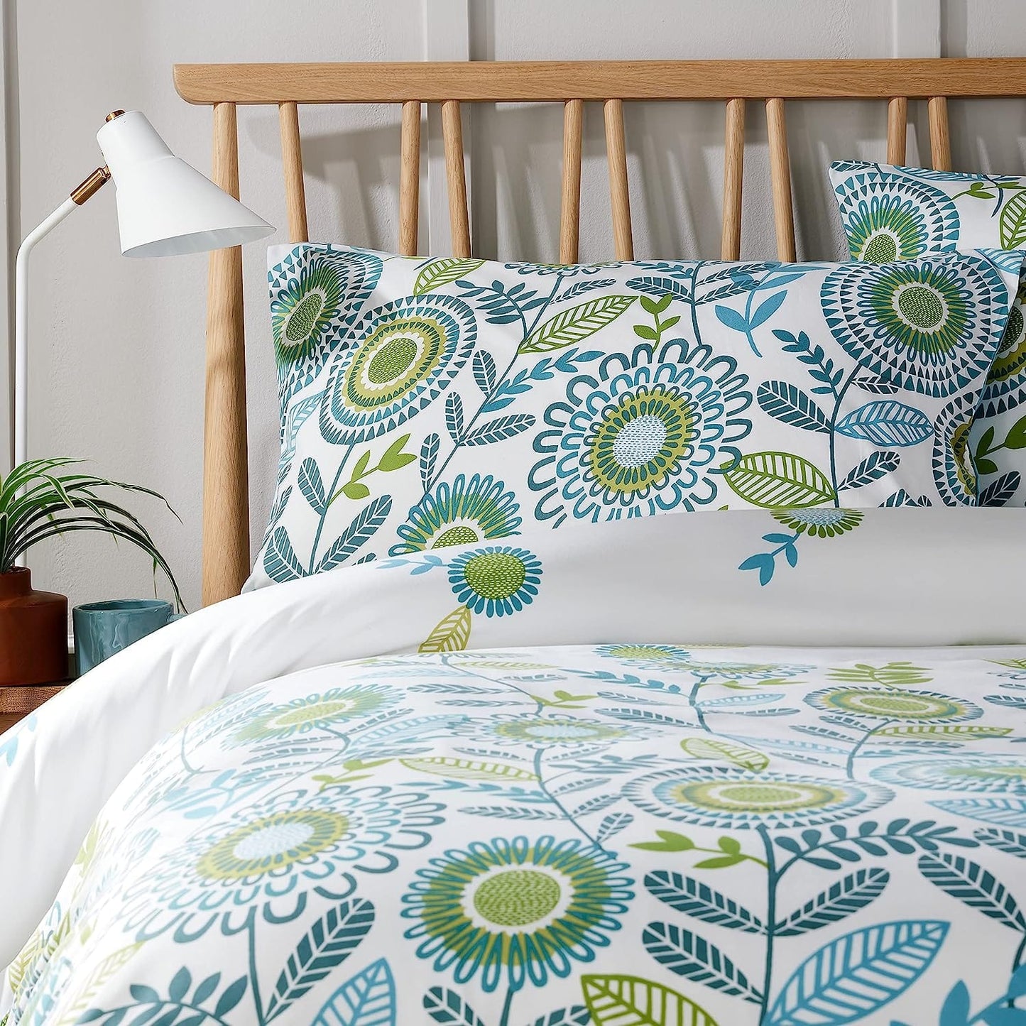 OLIVIA ROCCO Opulence Teal Printed Reversible Duvet Cover Set With Button Closure Single Double King Durable Polyester Blend Comfort Bedding