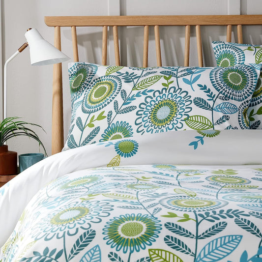 OLIVIA ROCCO Opulence Teal Printed Reversible Duvet Cover Set With Button Closure Single Double King Durable Polyester Blend Comfort Bedding