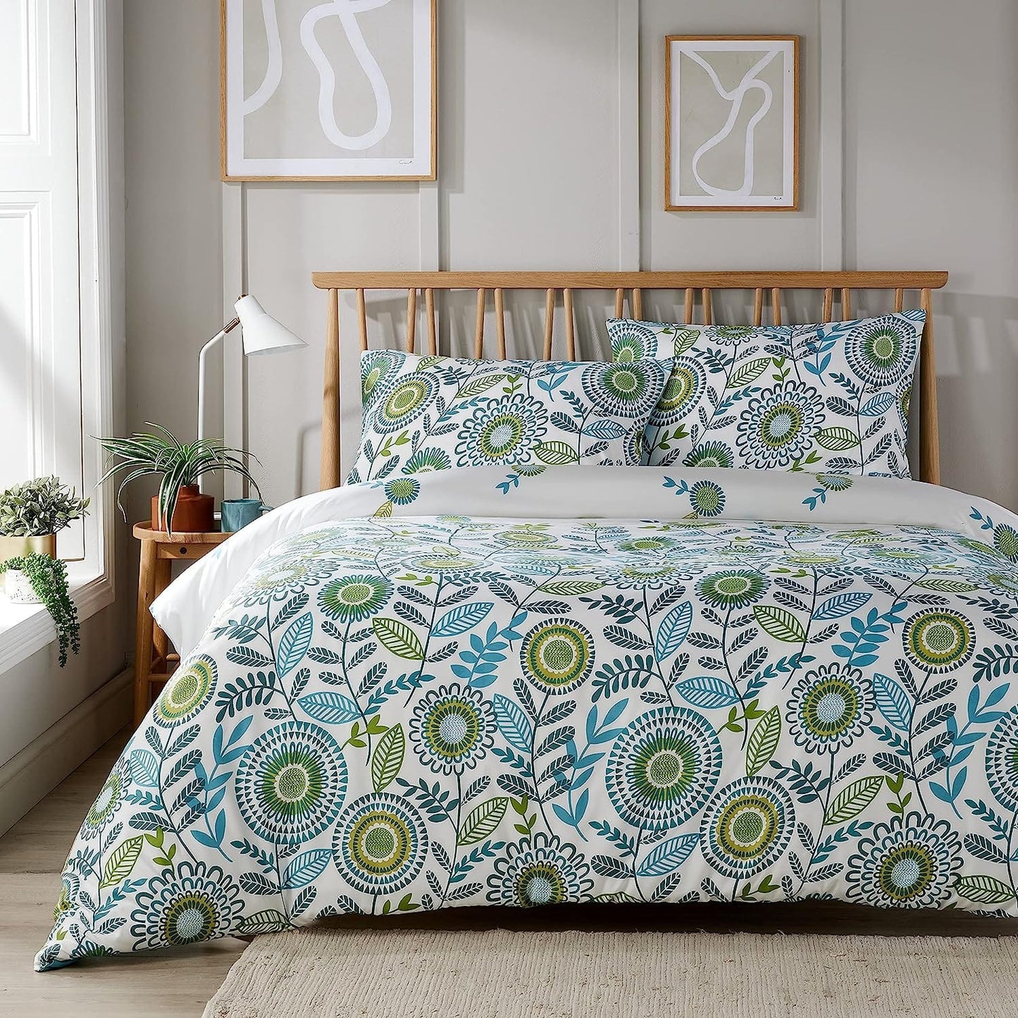 OLIVIA ROCCO Opulence Teal Printed Reversible Duvet Cover Set With Button Closure Single Double King Durable Polyester Blend Comfort Bedding