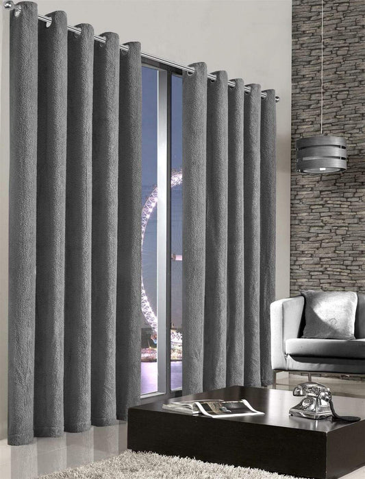 OLIVIA ROCCO Teddy Fleece Thermal Curtains Eyelet Top, Plush Polyester, Energy Efficient, Matching Tiebacks, Multiple Sizes And Colours