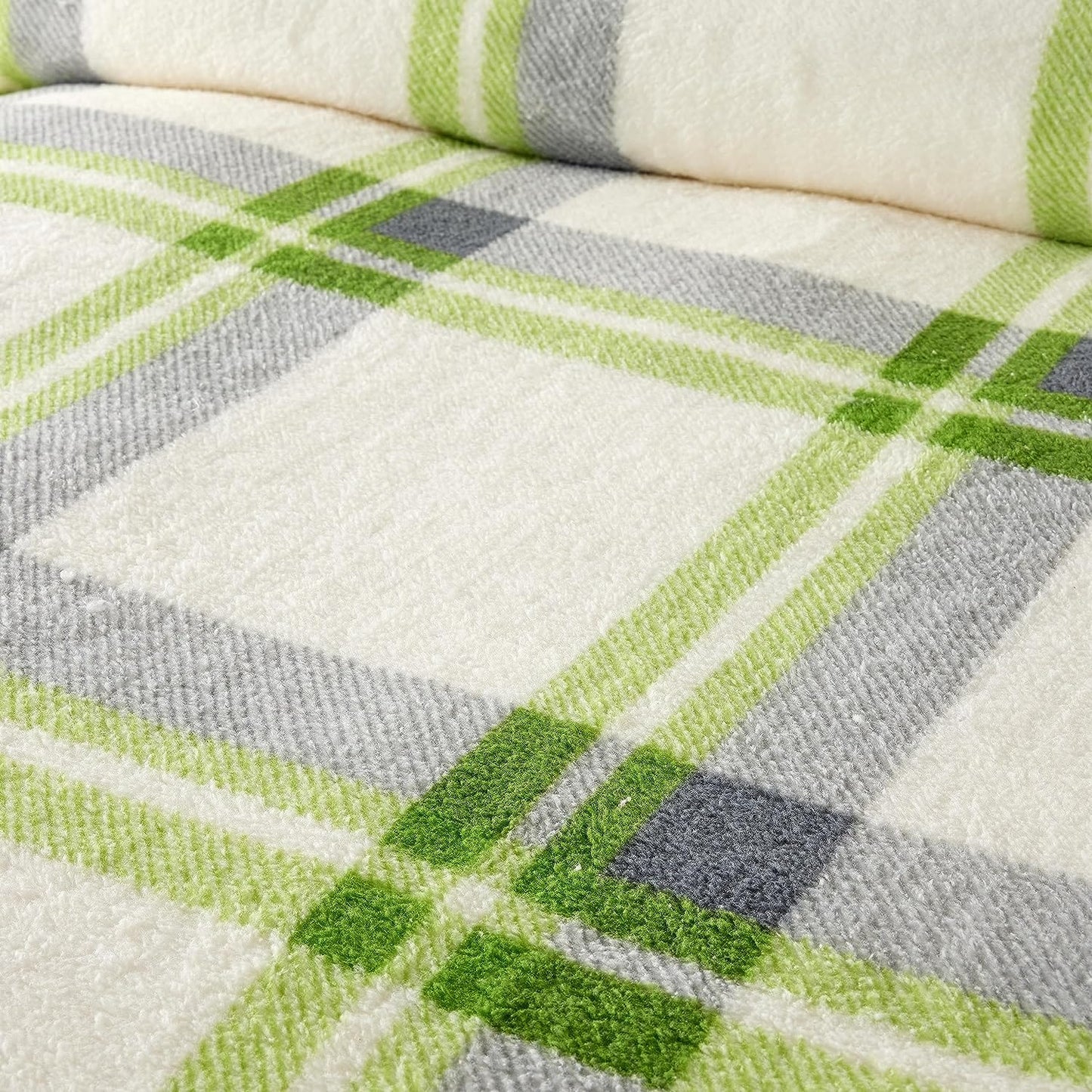OLIVIA ROCCO Orkney Check Fleece Duvet Set Grey Green Polyester Super Soft Single Double King Luxurious Bedding With Pillowcases