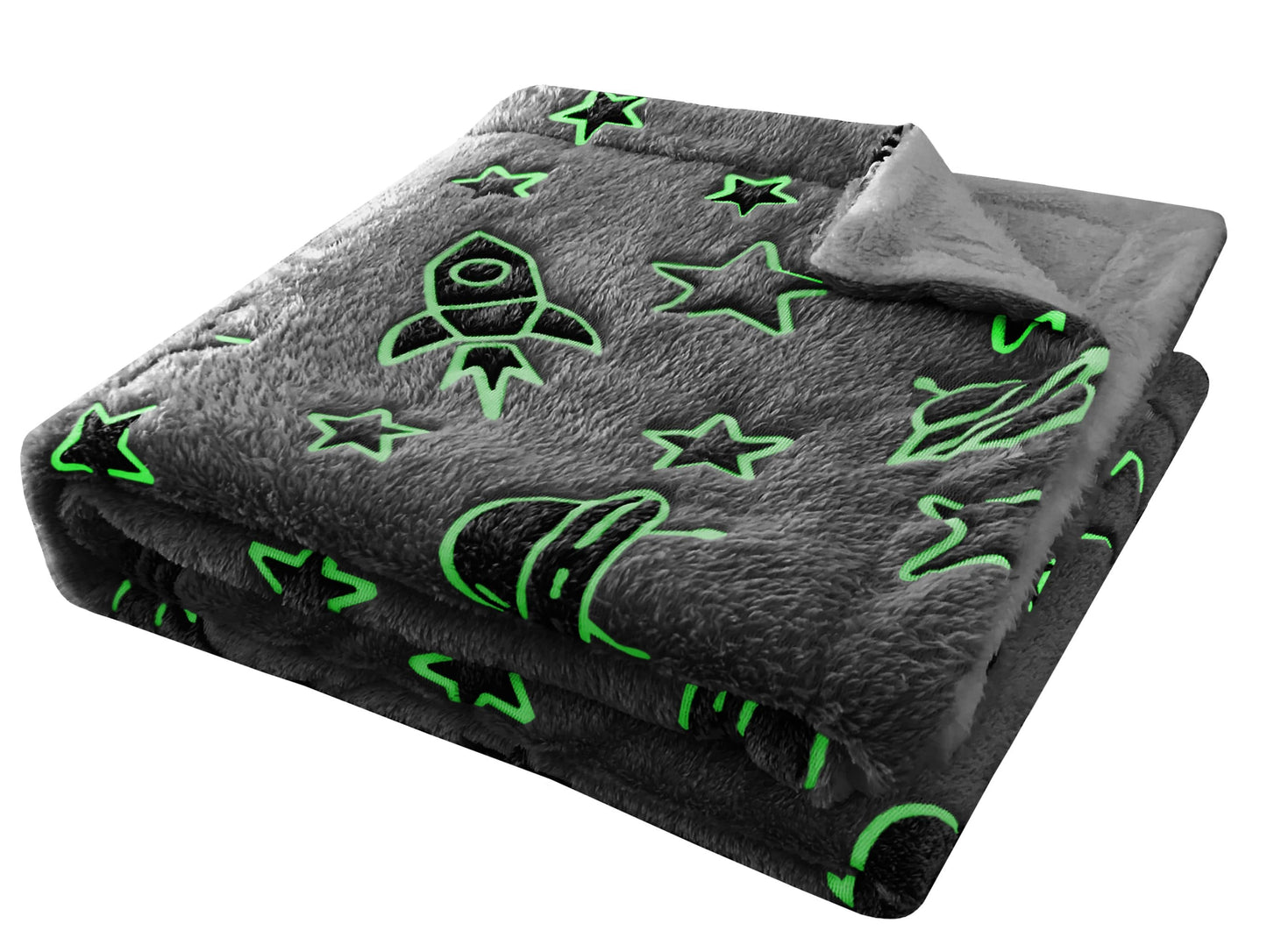Outer Space Glow In The Dark Teddy Fleece Duvet Set For Children