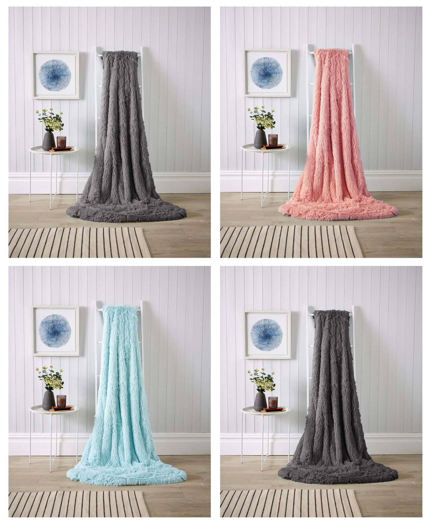 OLIVIA ROCCO Oversized Chunky Soft Fleece Blanket Fluffy Faux Fur Throw for Bed and Sofa in Calming Colours Ultra Cozy Texture