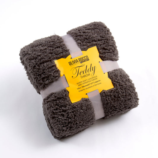 OLIVIA ROCCO Oversized Teddy Throw Blanket Super Soft Faux Fur Fleece For Sofa Or Bed Cozy Plush For Living Room Decor In Stylish Colors