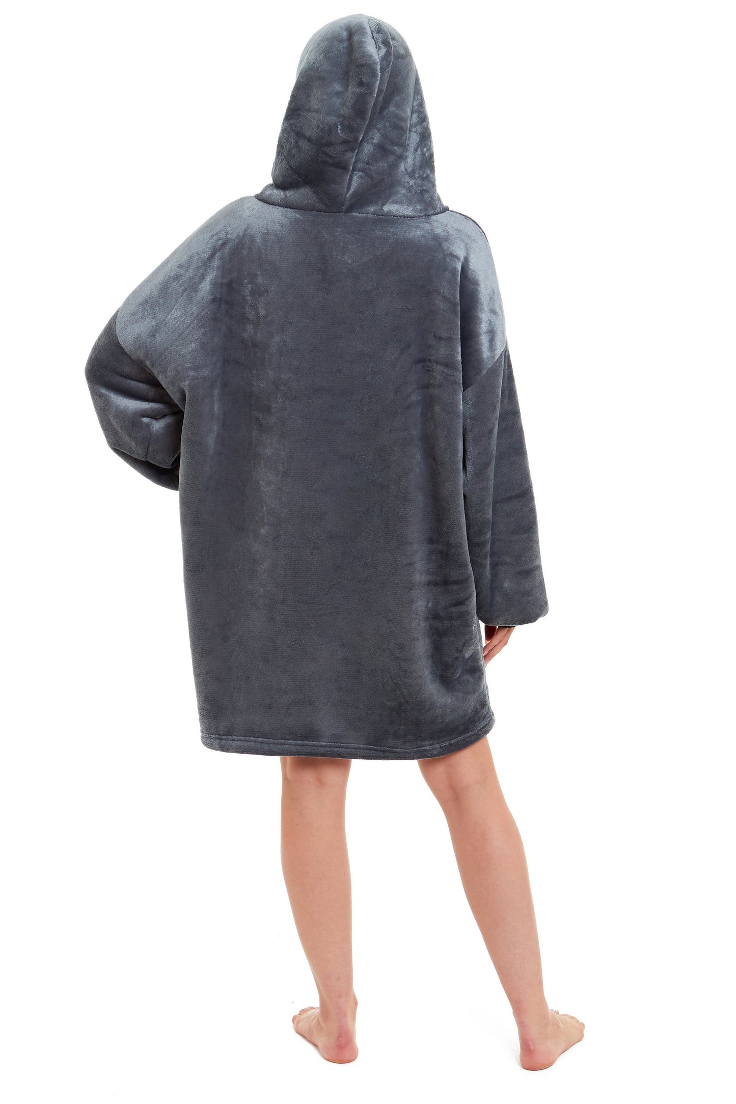 OLIVIA ROCCO Oversized Hooded Blanket Reversible Sherpa Fleece Grey And Pink For Adults And Kids Cozy Plush Wearable Blanket Hoodie
