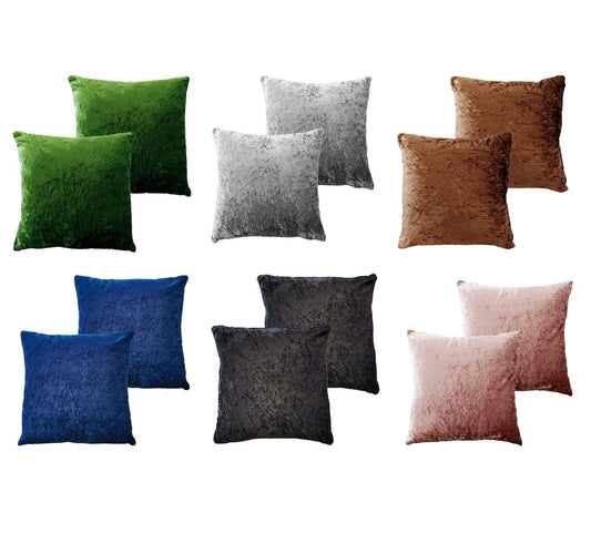 OLIVIA ROCCO Crushed Velvet Cushion Covers 17x17 Inches Pack Of 2 Polyester Indoor Outdoor Decorative Pillow Cases With Subtle Sheen