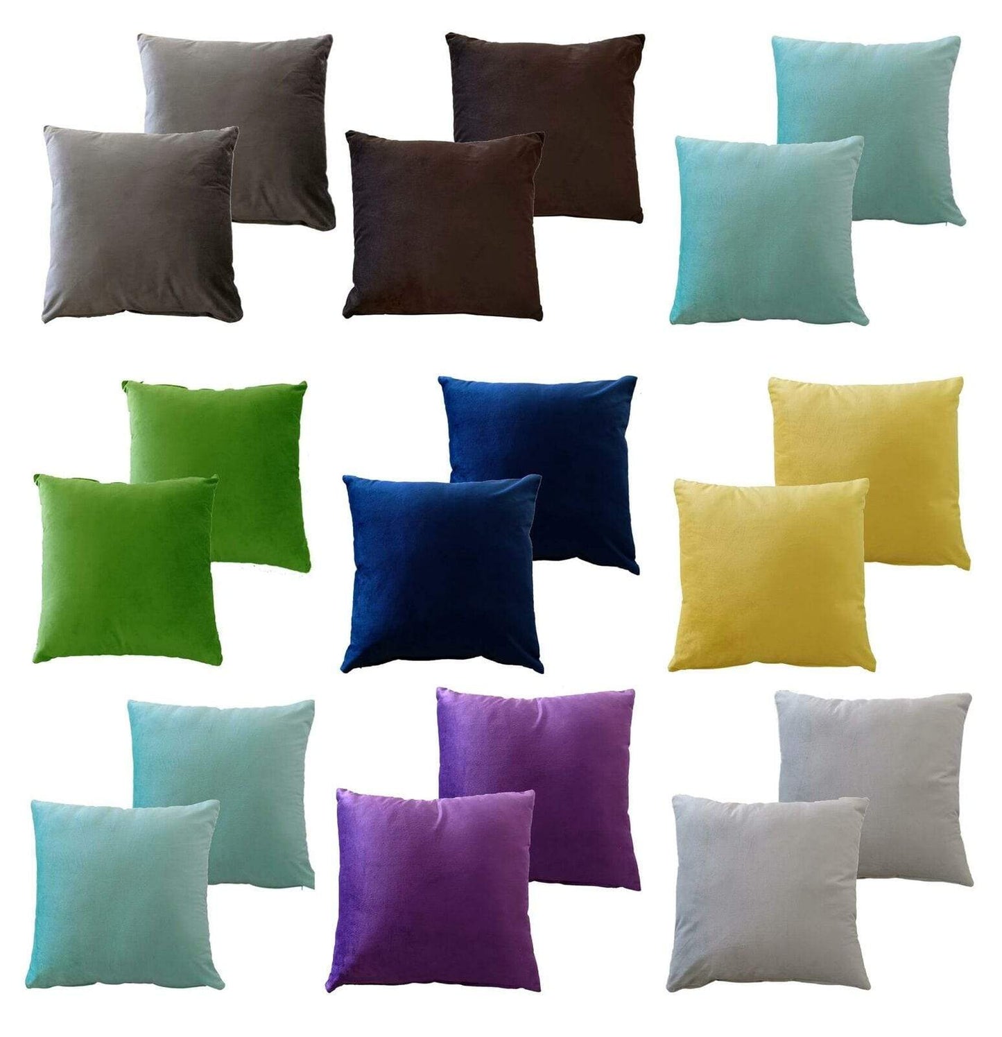 OLIVIA ROCCO Pack Of 2 Ultra-Soft Matte Velvet Cushion Covers 17x17 Inch Charcoal Silver Green Duck Egg Decorative Home Decor